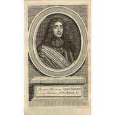 Engraved Portrait of Prince Rupert, Three Quarter Length, hand on truncheon, after Van Dyck by J. Cochran.