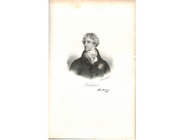 Lithograph Portrait of Emmanuel, Duke of Aiguillon. Head and Shoulders, facsimile signature below, by Francoise Seraphin Delpech [1778-1825].