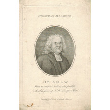 Engraved Portrait of Shaw, Head and Shoulders, in oval, from an original etching.