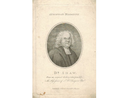 Engraved Portrait of Shaw, Head and Shoulders, in oval, from an original etching.