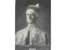 Portrait of Leonardo Loredano, Doge of Venice, head and shoulders, in hat, coats of arms below, after Giovanni Bellini [1430-1516].