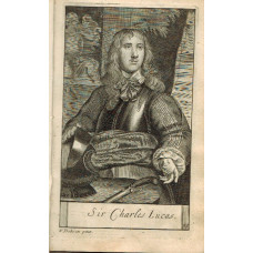 Engraved Portrait of Sir Charles Lucas, Three Quarter Length, in armour, with sash and pistol, by George Vertue.