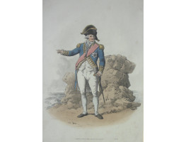 Admiral. Full Length in uniform, with cocked hat and sabre, standing in front of rock by the sea.