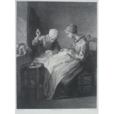 'Couturieres de Village'. Two seamstresses work seated by a window. After J.F. Millet [1814-1875].