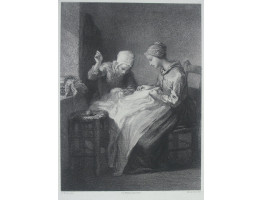 'Couturieres de Village'. Two seamstresses work seated by a window. After J.F. Millet [1814-1875].