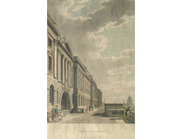 'Somerset Terrace'. Figures on terrace in front of Somerset House by Thames, St Paul's in the distance.