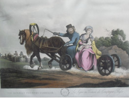 'The Russian Country Carriage'.  Mother and child on cart . After Mornay by Clark & Dubourgh.