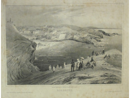 'Biarrits Basses Pyrenees. No. 11' View of Biarritz Figures by A. Bayot. Lithographed by Auguste Bry.