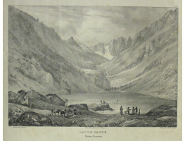 'Lac de Gaube Hautes Pyrenees. No. 18' Figures by A. Bayot. Lithographed by Gihaut freres.