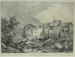 'Vue Prise a Cauteretz Hautes Pyrenees. No. 25' Lithographed by Gihaut freres.