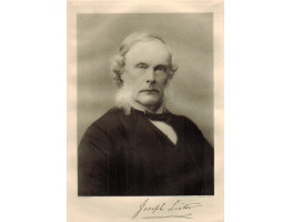 Portrait of Lister, Head and Shoulders, facsimile signature below, after a photograph by Barrauds Ltd.