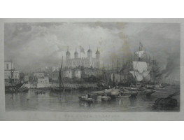 'The Tower of London'. View from the river with shipping and boats, after Edward Duncan [1803-1882] and engraved by Thomas Abiel Prior [1809-1886].