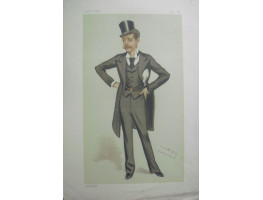 Portrait of Churchill, entitled "a younger son", Full Length wearing top hat,  by Spy.