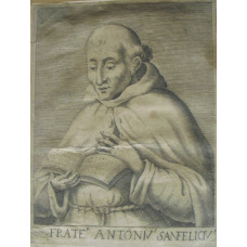 Early engraved Portrait of  Antonius Sanfelicius, Three Quarter Length, in robes, reading.