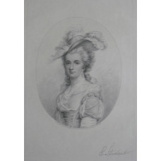 Engraved Portrait of Miss Barker, Half Length, in oval, by Edward William Stodart [1841-1914].