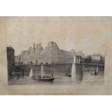 Vue de l'Hotel de Ville et du Pont d'Arcole, boating on Seine.