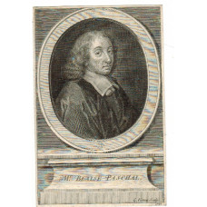 Engraved Portrait of Pascal. Half Length, in oval, by G. Vertue.