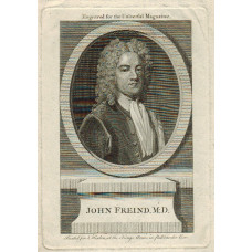 Engraved Portrait of Freind. Head and Shoulders, oval, on pedestal, after Dahl.