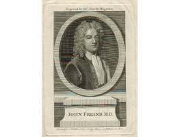 Engraved Portrait of Freind. Head and Shoulders, oval, on pedestal, after Dahl.