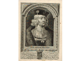 'Initium Sapientiae Timor Domimi' Engraved Portrait of   Philip I of Castile [1478-1506], head and shoulders, to the right; wearing a hat and the Order of the Golden Fleece, after Jan Mostaert [c.1475-c.1555].