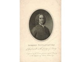 Engraved Portrait of Nettleton, Head and Shoulders, in oval, by W. Evans.