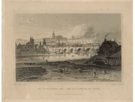 'Die Kleinseite mit Hradschin in Prag'  View of Prague after J.V. Ludwig Lange by J. Poppel.