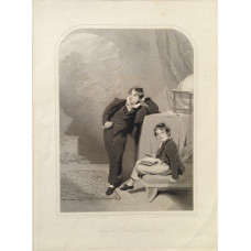 Engraved portrait of Henry and John Labouchere, 1809, two boys, one seated, the other leaning on table with globe, by Charles Wentworth Wass [1817-1905].