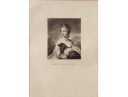 'Lady Charles Spencer' Three-quarter Length, holding spaniel, trees in distance, by S.W. Reynolds.