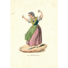 'La Tarantella' Woman dancing holding castanets.