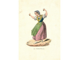 'La Tarantella' Woman dancing holding castanets.