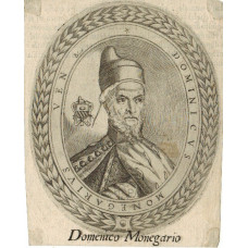 Engraved Portrait of Monegario, Head and Shoulders, in oval, with laurel surround, by Giacomo Piccini.