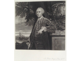 'Sir Philip Musgrave' [1711-1795] Three-quarter Length, by urn, in landscape, by James Scott [1809-1899].