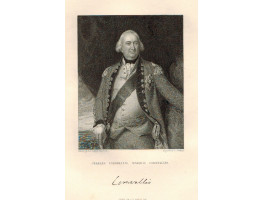 Engraved Portrait of Cornwallis, Three Quarter Length, holding stick, after Copley by S. Freeman.