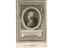 Engraved Portrait of Freron, Head and Shoulders, in profile, oval, on pediment, after C. N. Cochin II  [1715-1790] by D. Jenkins.