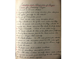 MANUSCRIPT LECTURE NOTES for a Course of Instruction at the School of Musketry of Cpl H. Palmer, 4047, A Coy 3/5 Queens, May 1916.