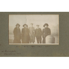 Photograph of Amy Cavan with her children, all identified by initials, at Ramsgate Christmas, 1911.