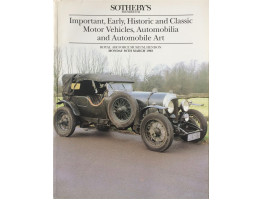 Important, Early, Historic and Classic Motor Vehicles, Automobilia and Automobile Art. 30 March 1992.