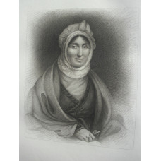 Engraved Portrait, Half Length, seated in cap and shawl, by W.T. Fry,