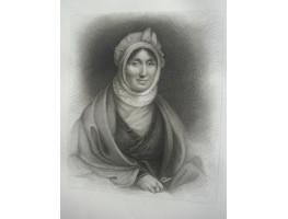 Engraved Portrait, Half Length, seated in cap and shawl, by W.T. Fry,