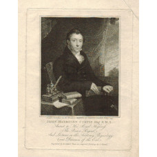 Engraved Portrait of Curtis, Three Quarter Length, seated by table with books and inkwell, after Shand by R. Cooper.