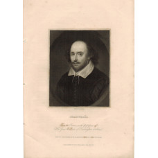 Engraved Portrait of Shakespeare, ear-ring in ear, Half Length, by Scriven.